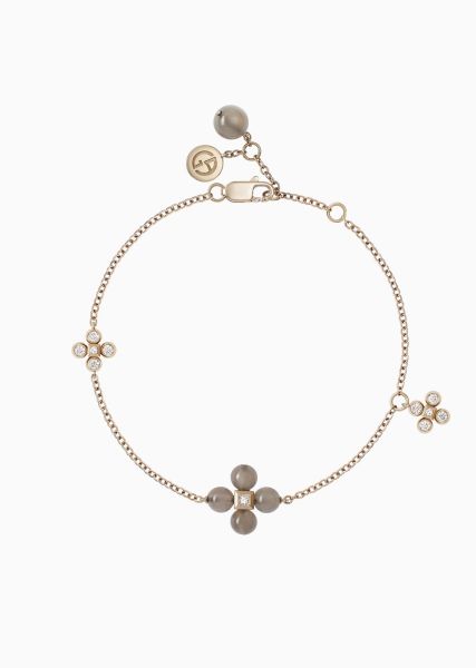 Bracelet Gioia En Or 18 Carats, Diamants Et Pierres De Lune Femme Fine Jewellery Prix Bradé Grey